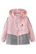 Kid Girl Decent Hooded Neck Front Zippered Slash & Flapped Closure Pocket Winter Jacket.