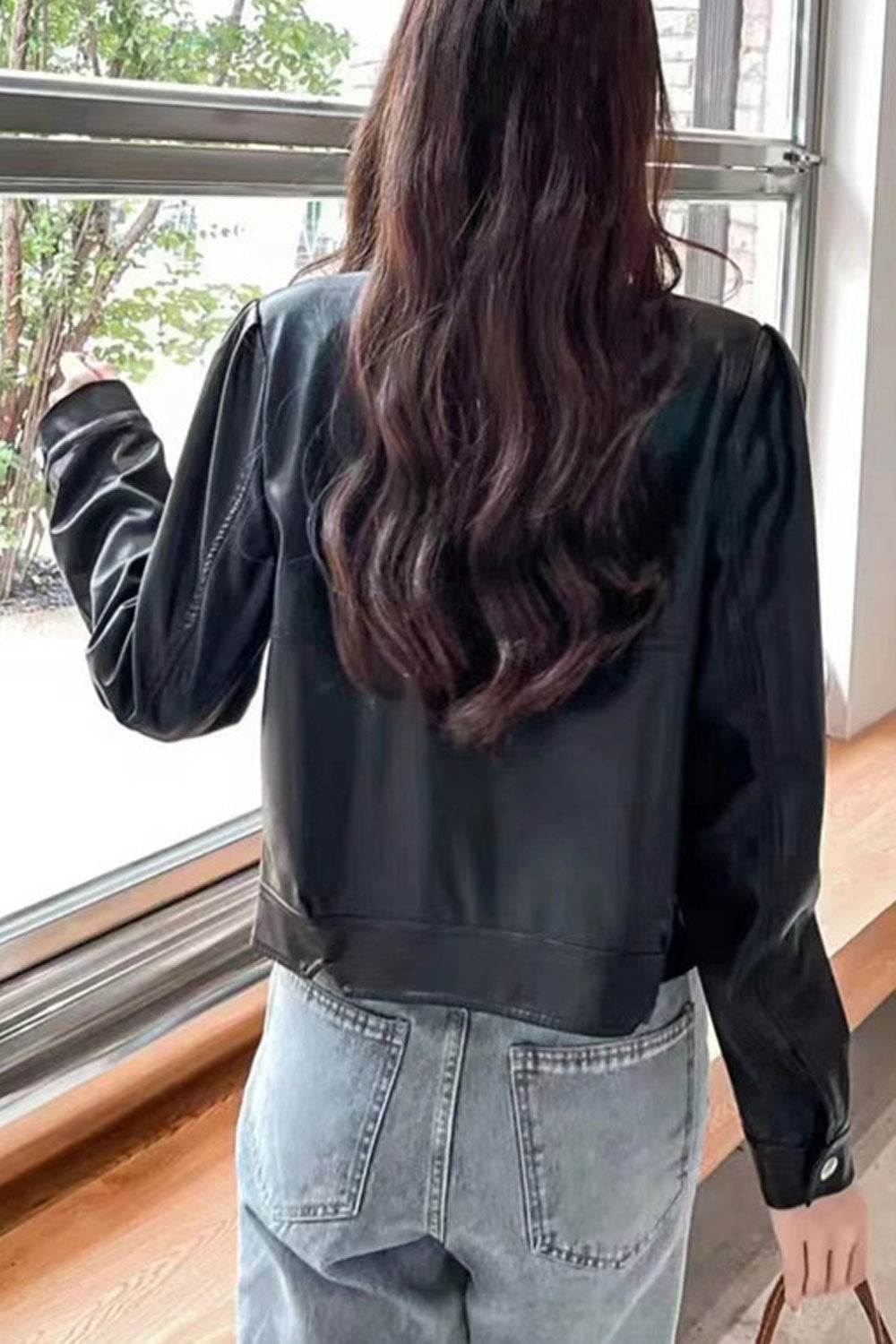 Women Enthralling Solid Patterned Soft Collar Neck Fitted Buttoned Cuff Slash Pocket & Easy Buttoned Fastener Warm Winter Leathe
