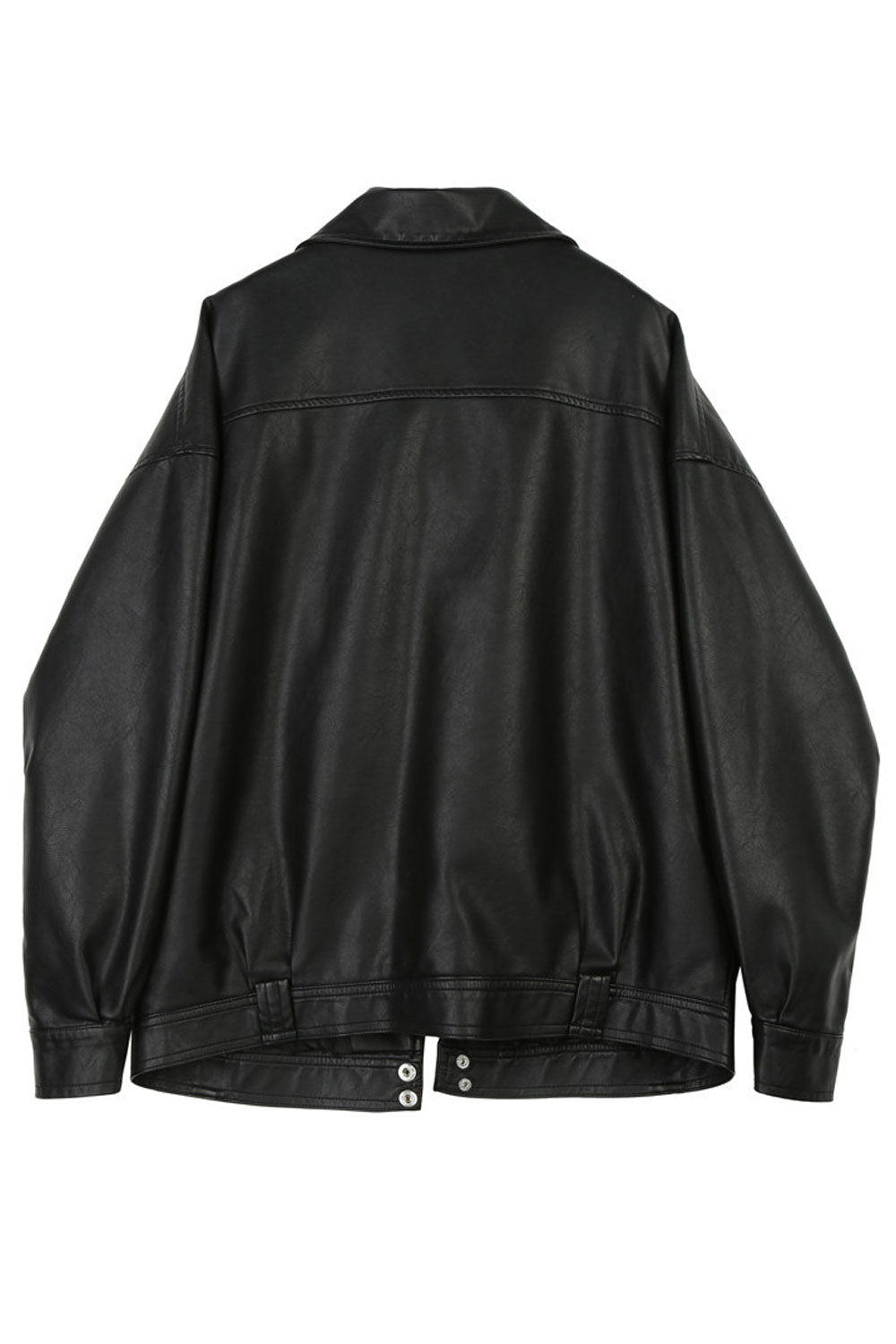 Women Loose Soft Lapel Collar Buttoned Cuff Flap Pocket & Cross Zip Fastener Warm Winter Leather Jacket