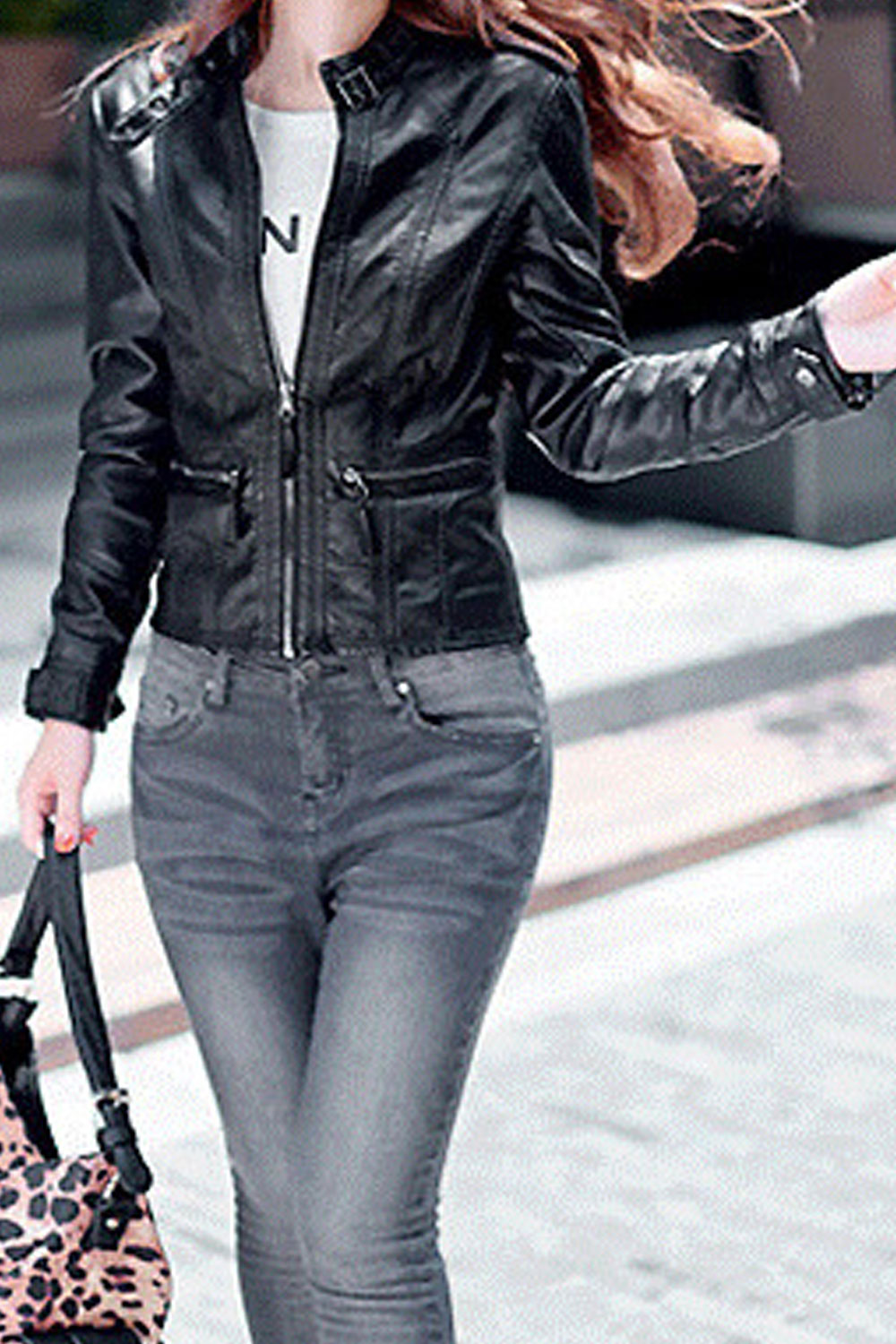 Women Admirable Stand Collar Neck Belt & Buckle Long Zipper Styled Sleeves Front Zipper Fastener Side Zip Pocket Winter Leather