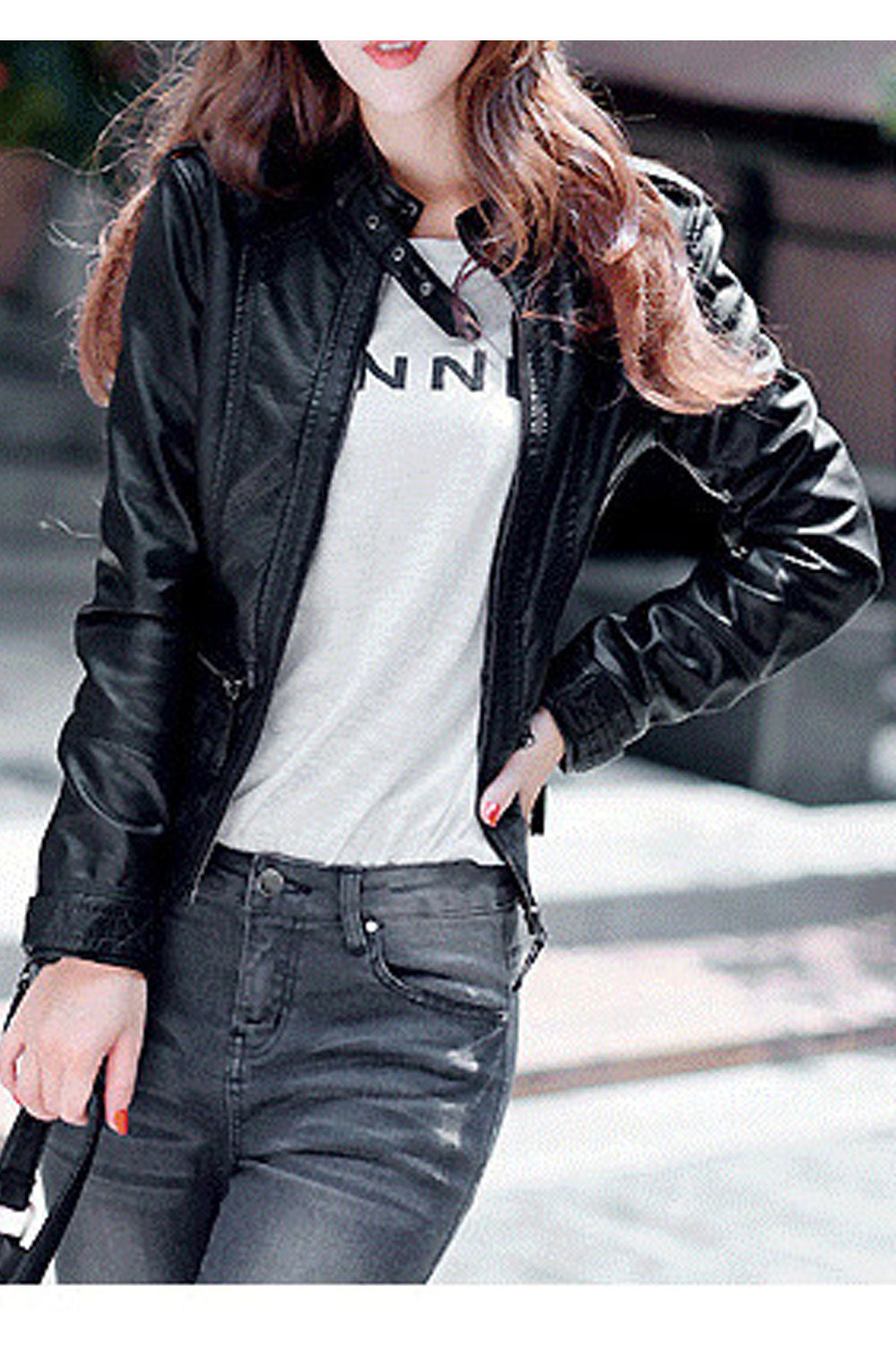 Women Admirable Stand Collar Neck Belt & Buckle Long Zipper Styled Sleeves Front Zipper Fastener Side Zip Pocket Winter Leather