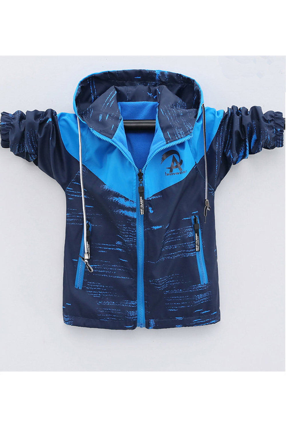 Kid Boys Fleece Long Zipper Printed Hooded Jacket