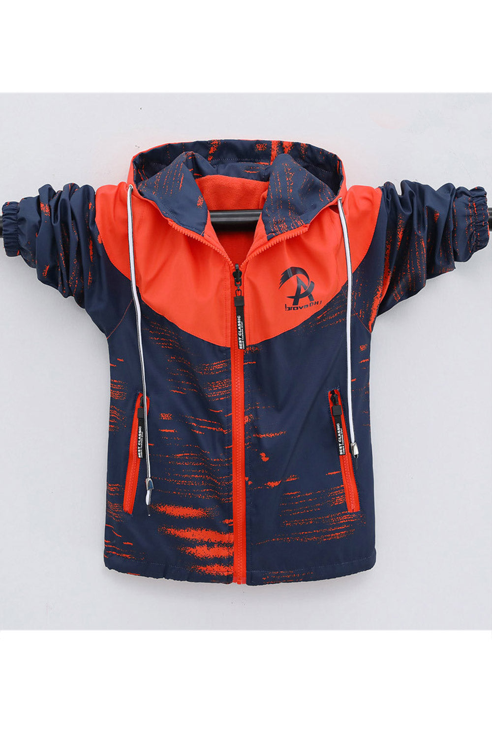Kid Boys Fleece Long Zipper Printed Hooded Jacket