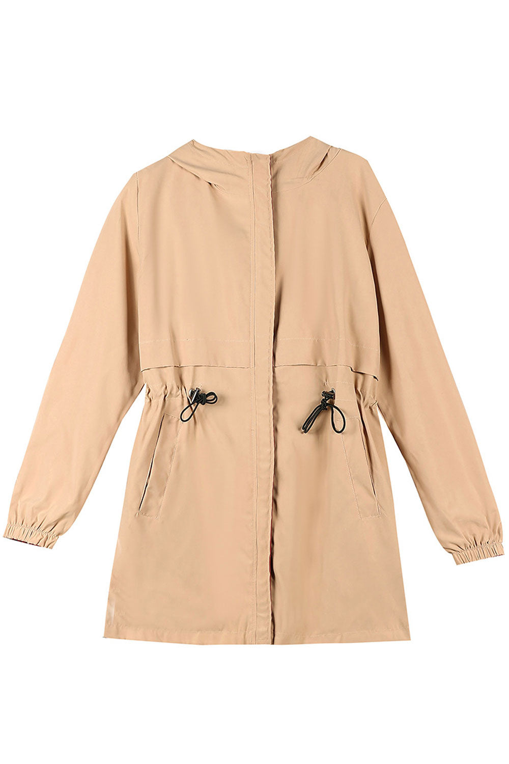 Women Sophisticated Hooded neck Drawstring Waist Stretchable Cuff & Front Zip Fastener Moderate Winter Casual Jacket