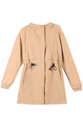 Women Sophisticated Hooded neck Drawstring Waist Stretchable Cuff & Front Zip Fastener Moderate Winter Casual Jacket