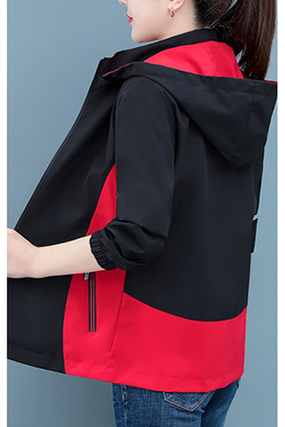 Women Dashing Double-Sided Soft Hooded Neck Stretchable Cuff & Hem Slash Pocket Dilute Winter Casual Jacket