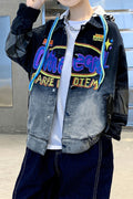 Kid Boys Drawstrings Hoodie Denim Jacket