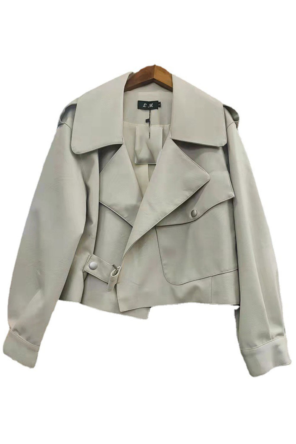 Women Fancy Collar Neck Solid Pattern Closure Modern Winter Leather Jacket