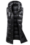 Women Charming Mid Length Sleevless Hooded Neck Side Pocket & Zip Fastener Winter Padded Jacket