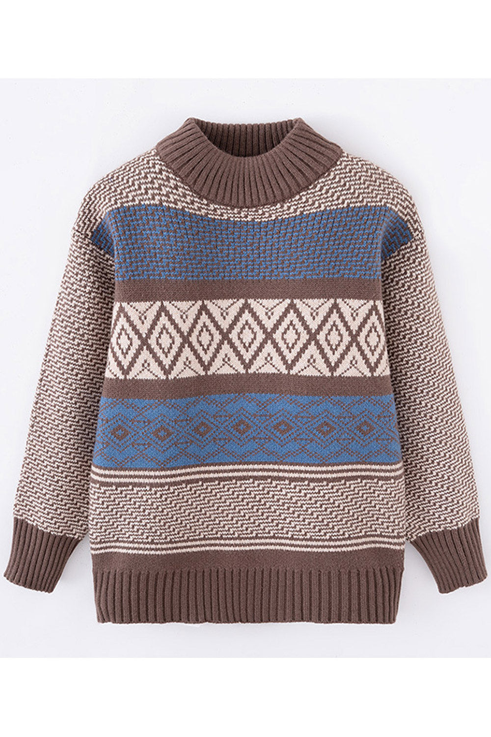 Kids Girls Beautiful Printed High Neck Knitted Sweater