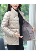 Women Radiant Stand Collar Neck Stretchable Cuff & Hem Inseam Pocket & Front Fastener Body Fit Thick Winter Padded Jacket