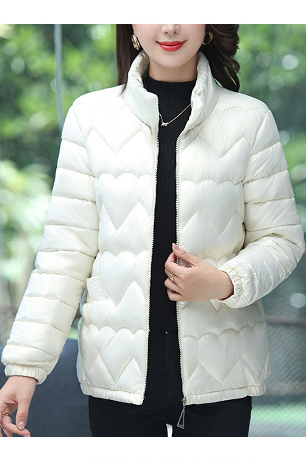 Women Radiant Stand Collar Neck Stretchable Cuff & Hem Inseam Pocket & Front Fastener Body Fit Thick Winter Padded Jacket
