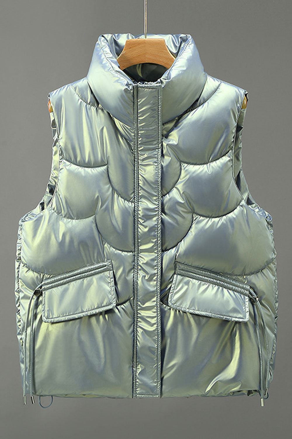 Women Loose Waist Big Pocket Style Padded Vest