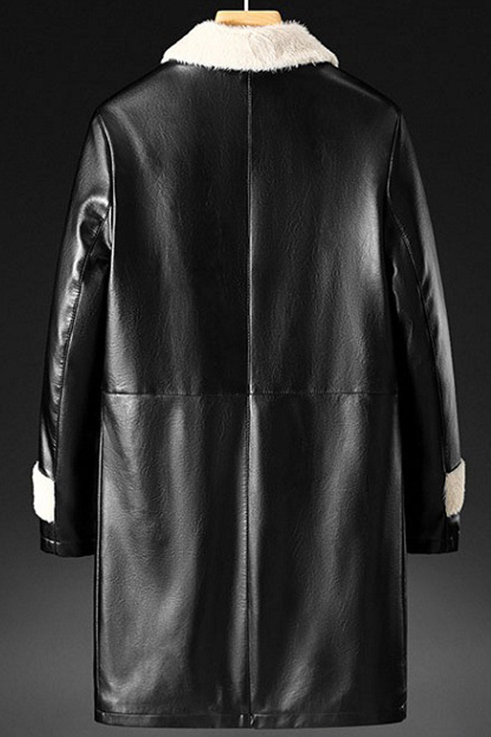 Women Modish Supper Soft Collar Neck Woolen Style Long Sleeves Slash Pocket & Buttoned Fastener Long Warm Winter Leather Jacket