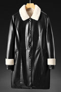 Women Modish Supper Soft Collar Neck Woolen Style Long Sleeves Slash Pocket & Buttoned Fastener Long Warm Winter Leather Jacket