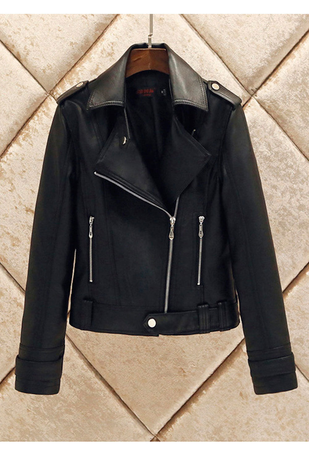 Women Splendid Collar Neck Fast Zip Closure Long Sleeve Fashionable Winter Leather Jacket