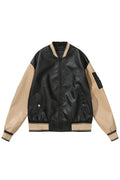 Women Stylish Stand Collar Neck Ribbed Hem & Cuff Elegant Winter Leather Jacket