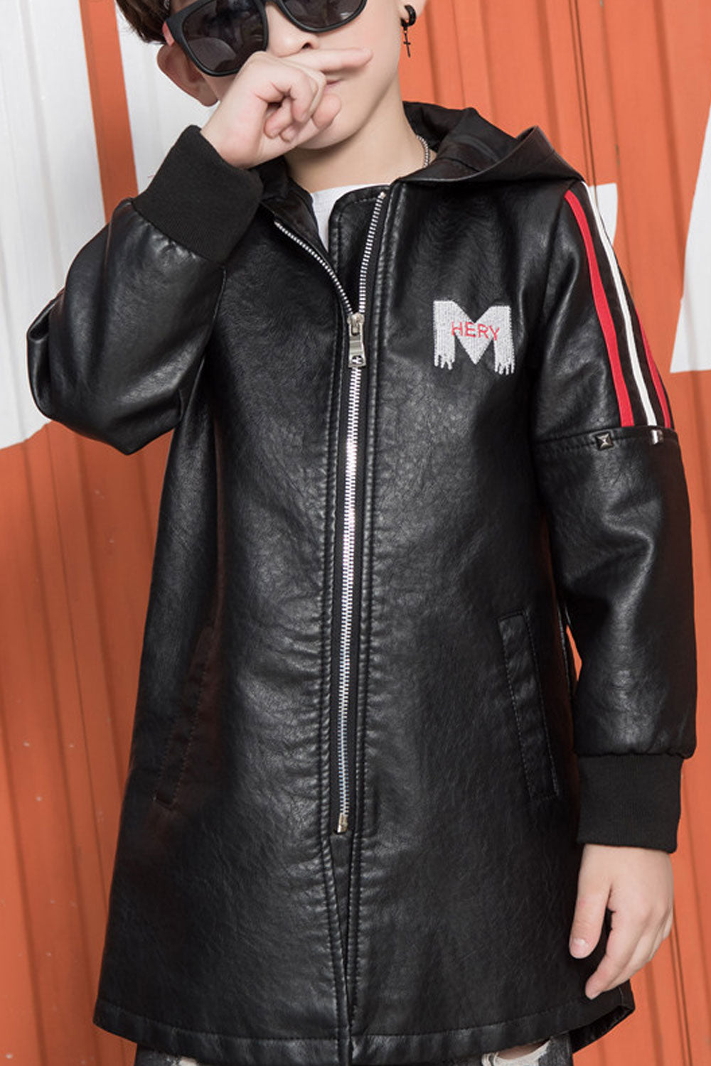 Kids Boys Hooded Style Long Zipper Closure Jacket