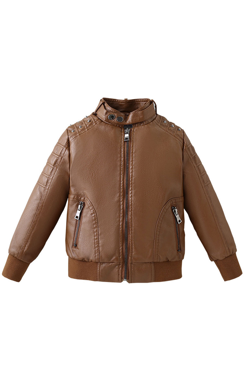 Kids Boys New Style Warm Zipper Leather Jacket