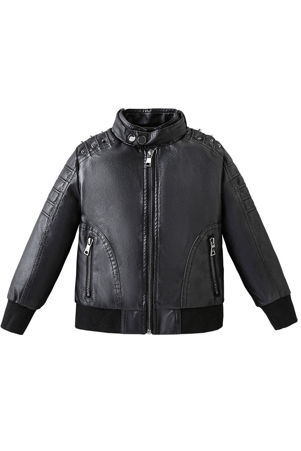 Kids Boys New Style Warm Zipper Leather Jacket