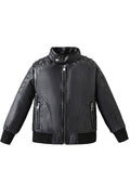 Kids Boys New Style Warm Zipper Leather Jacket