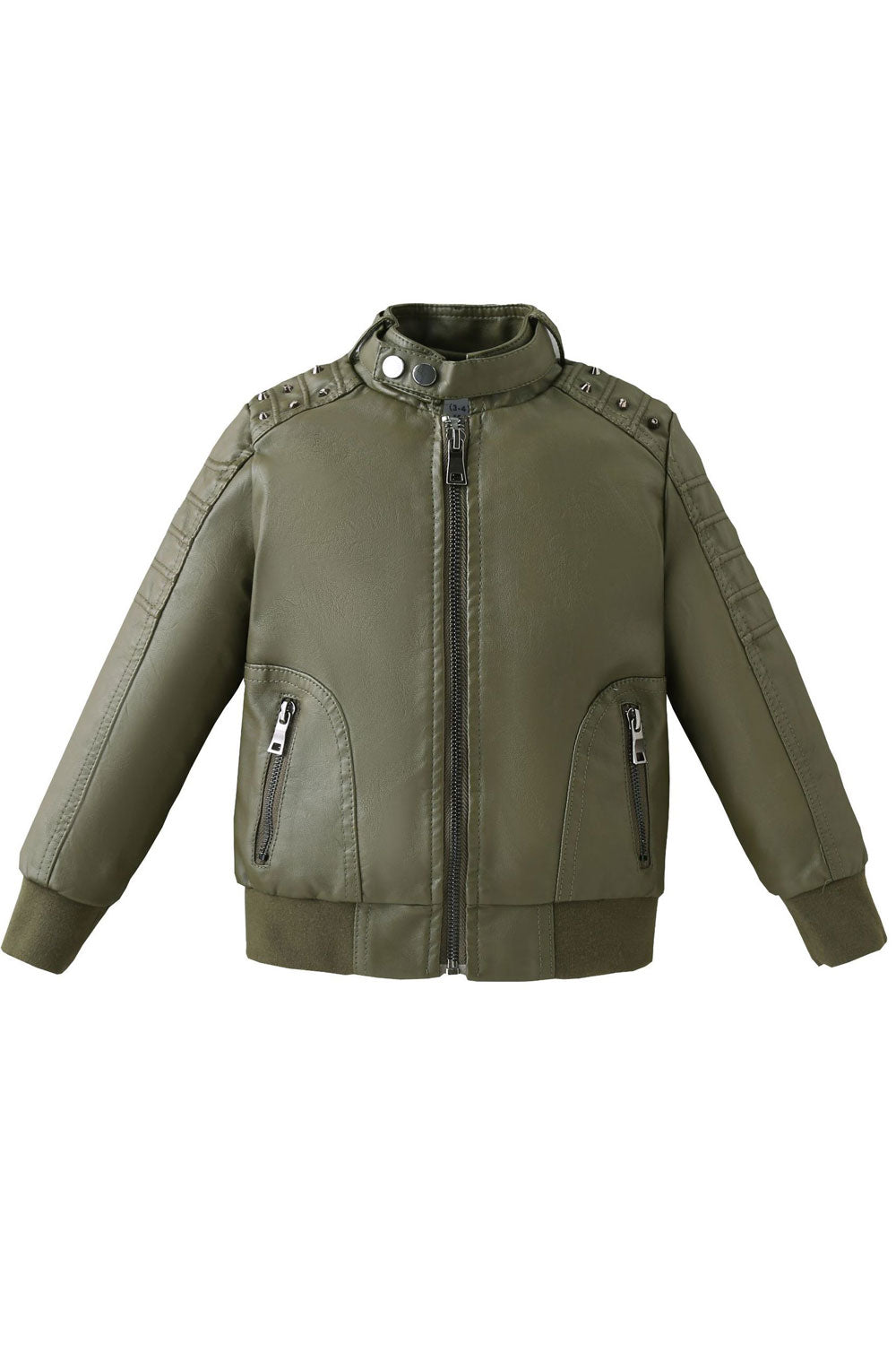 Kids Boys New Style Warm Zipper Leather Jacket
