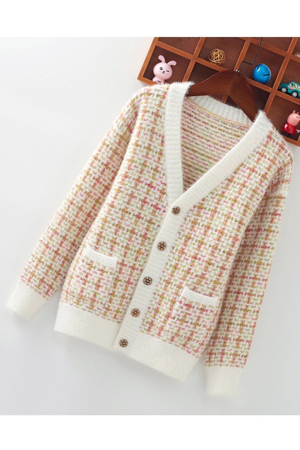 Kids Girls Two Front Pockets Special Winter Cardigan