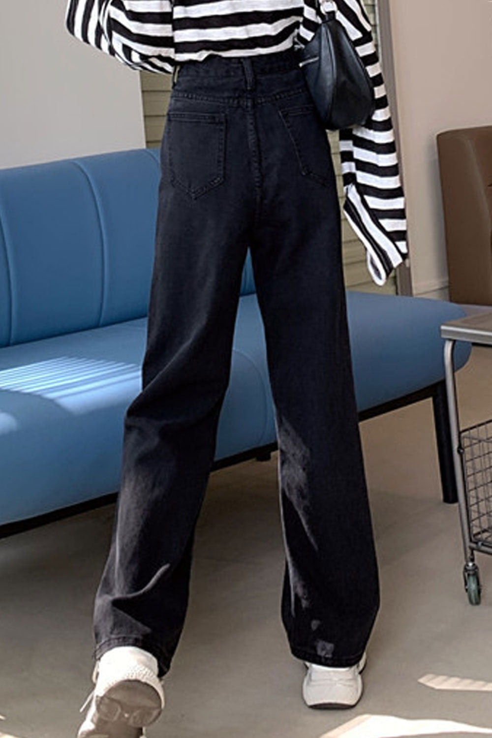 Women Beautiful Solid Colored Restful Wide-Legs Comfortable High-Waist Casual Denim Jeans