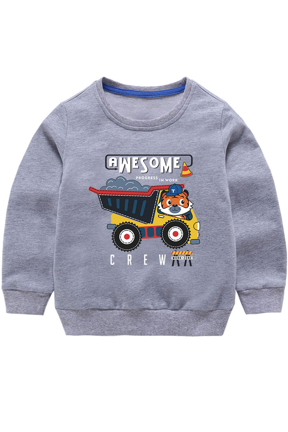 Kid Boys Solid Color Printed Cartoon Long Sleeves Sweatshirt