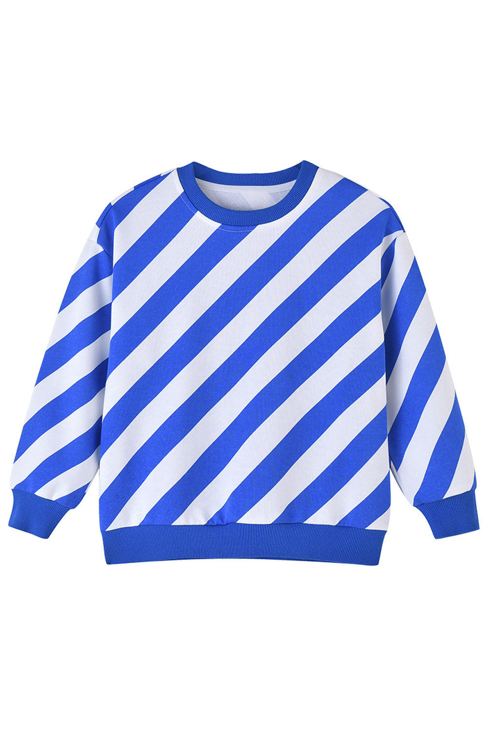 Kid Boys Parallel Stripes Round Neck Long Sleeves Straight Sweatshirt