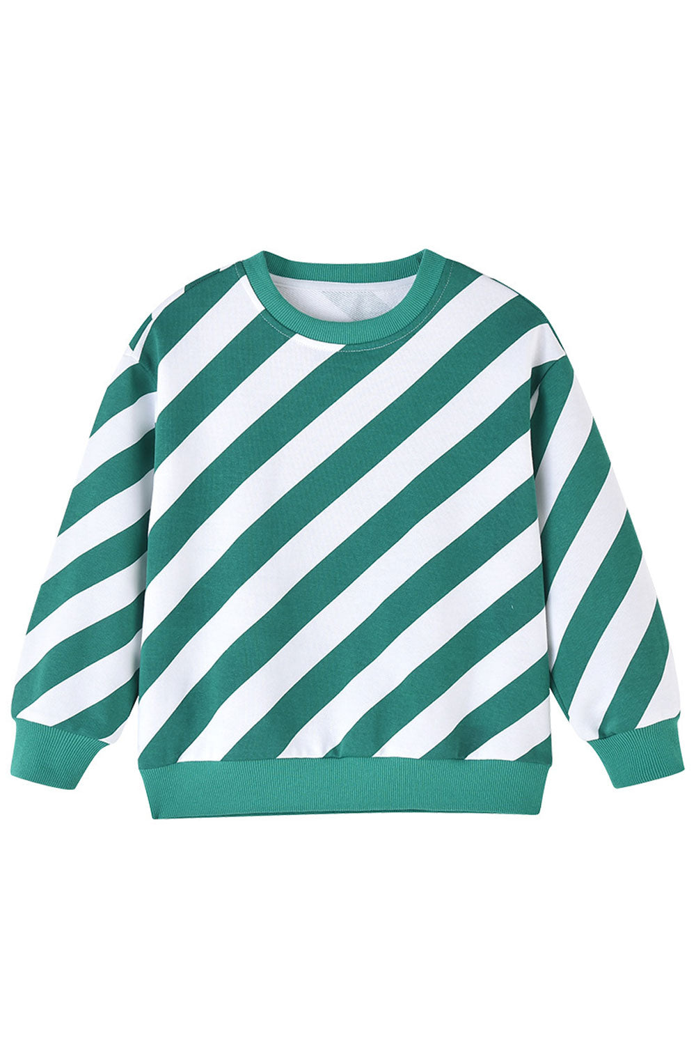 Kid Boys Parallel Stripes Round Neck Long Sleeves Straight Sweatshirt