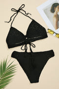 Women hand crochet knitting hollow straps cross Two Pieces Swimsuit
