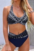 Wome Swimwear High Waist Print Halter Bikini Sets