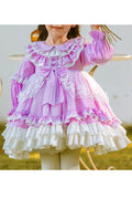 Kid Girls Bow Lace Ball Gown Long Sleeve Dress