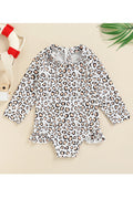 Baby Girl Leopard Print Long Sleeve Turtle Neck One piece Swimsuit