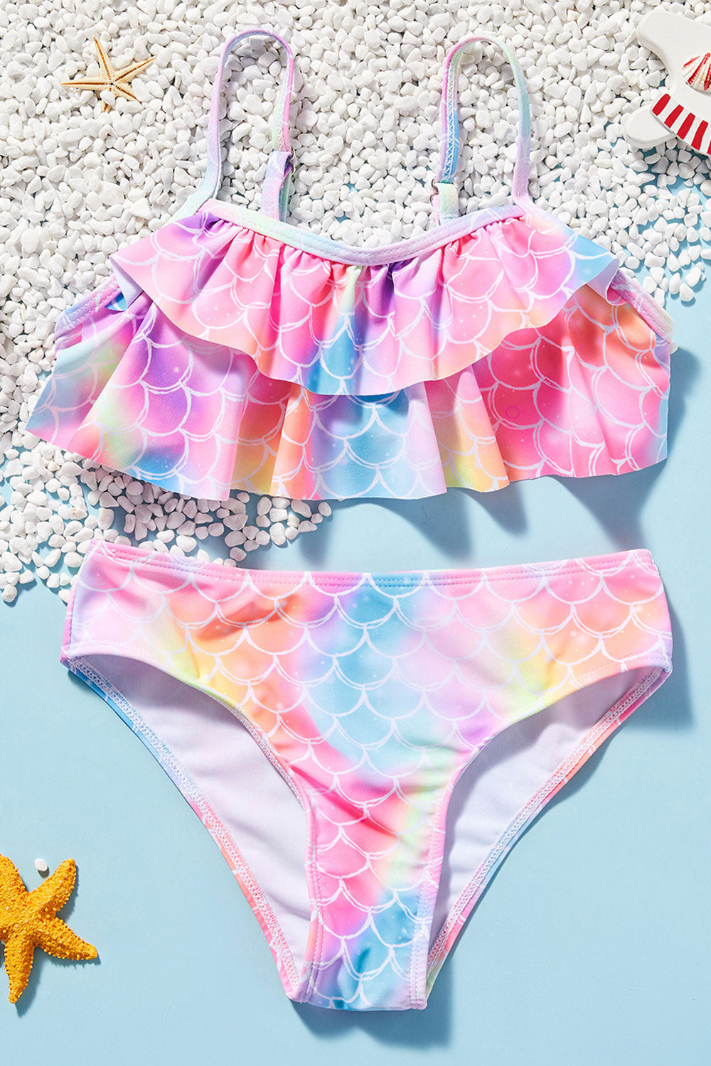 Baby Toddler Girls Mermaiad Printed Two Piece Bathing Suit Sets