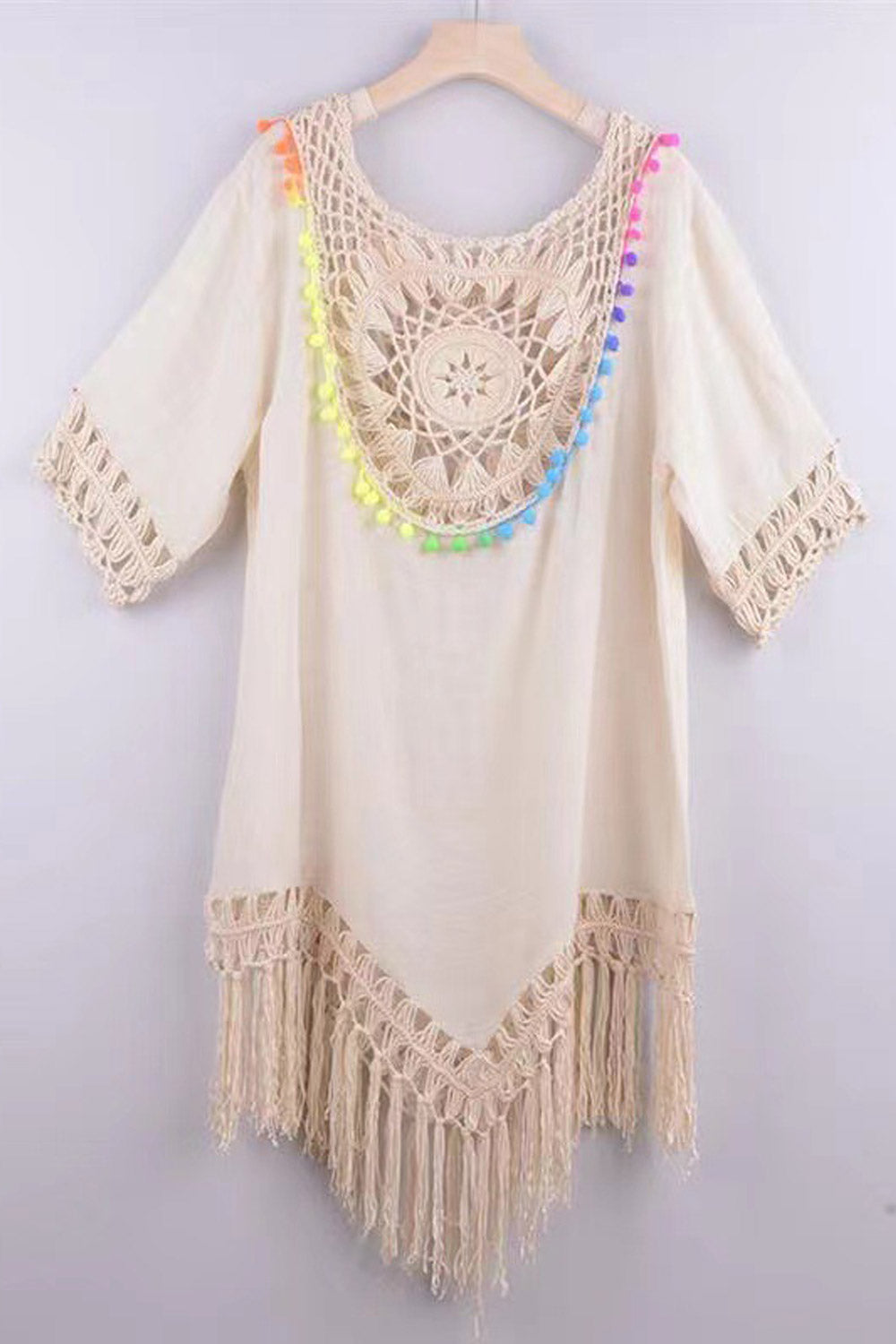 Women's Circular Spot Patchwork Polyester Cover-Up for Beach