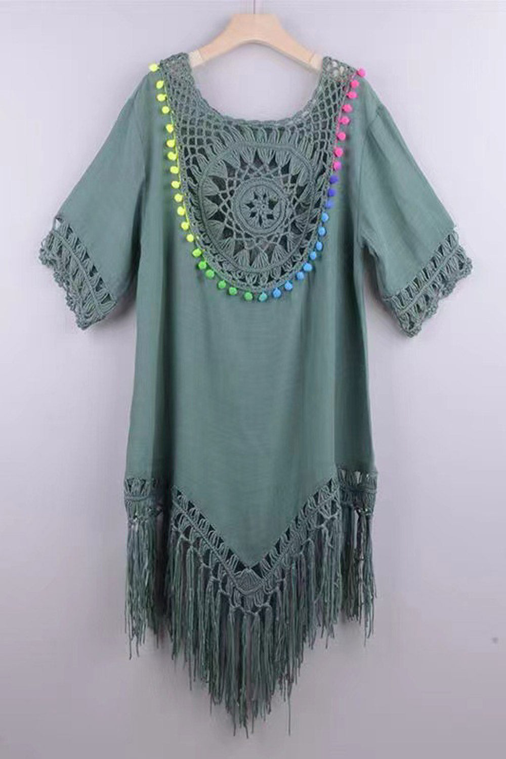 Women's Circular Spot Patchwork Polyester Cover-Up for Beach