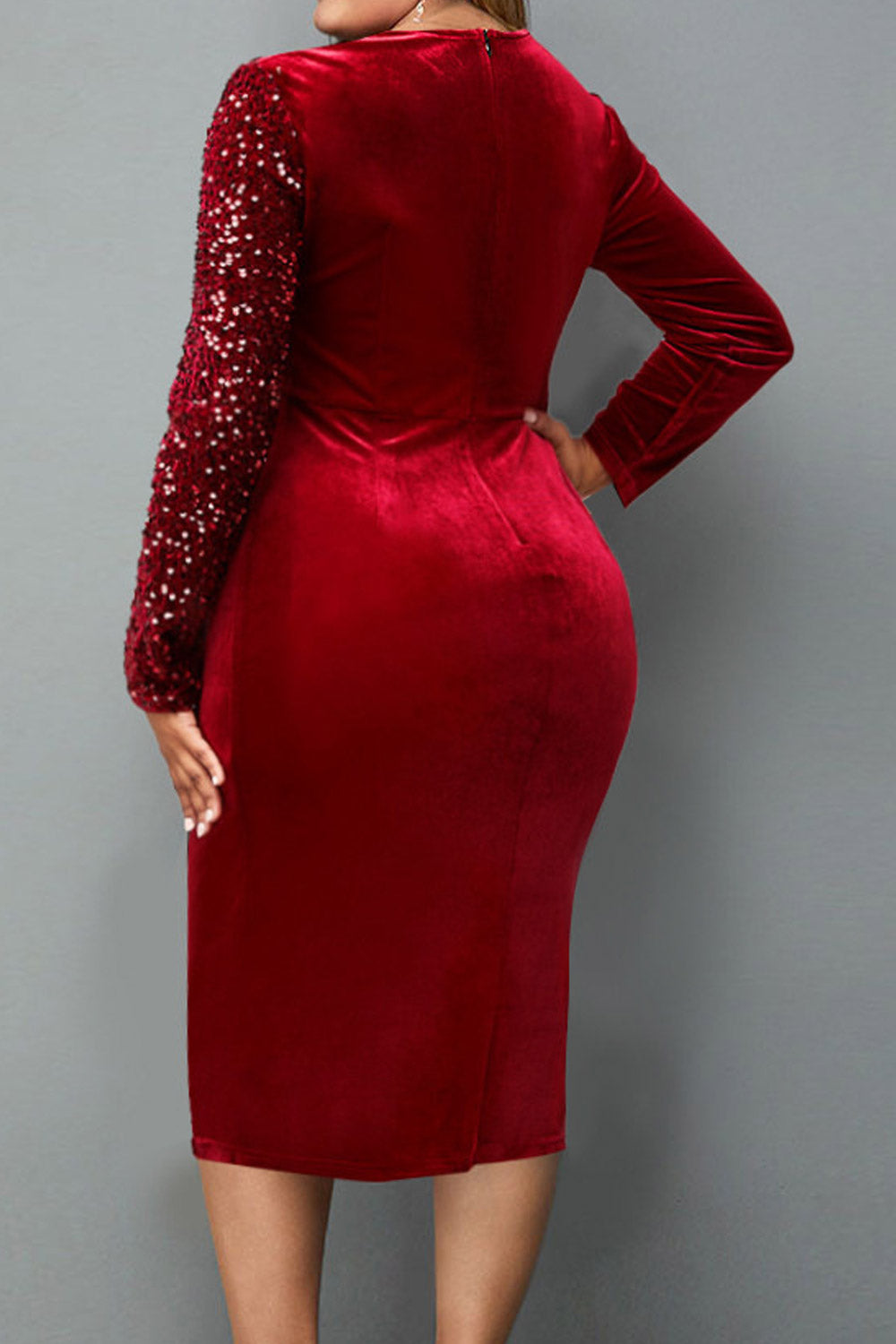 Women Plus Slim Fit High Waist Sequins Bodycone Dress