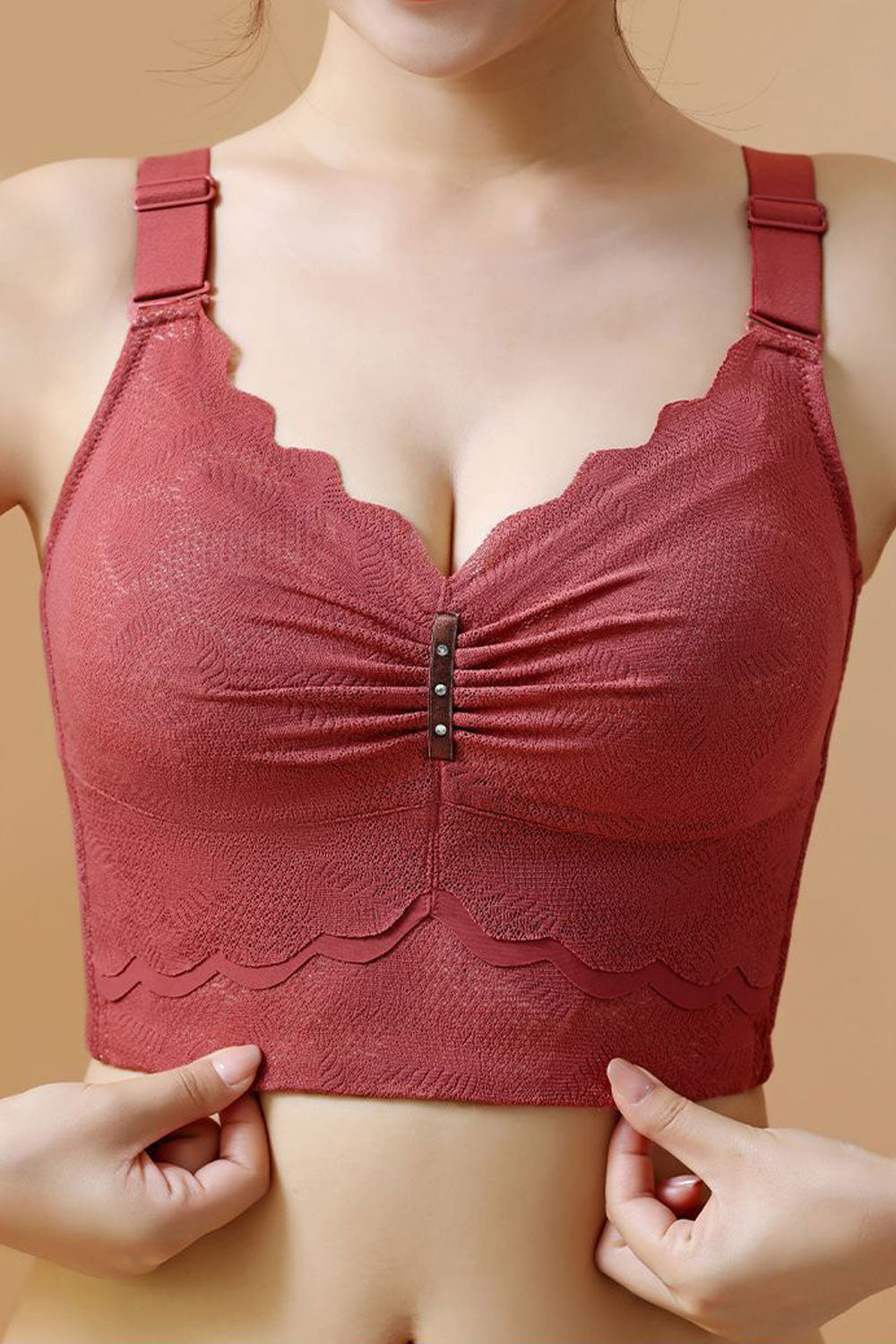 Women's Plus Push Up Lace No Underwire Removable Shoulder Strap Daily Comfort Bra