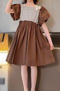 Kids Girls Fashion Stripe Pattern Cotton Skirt Summer Dress