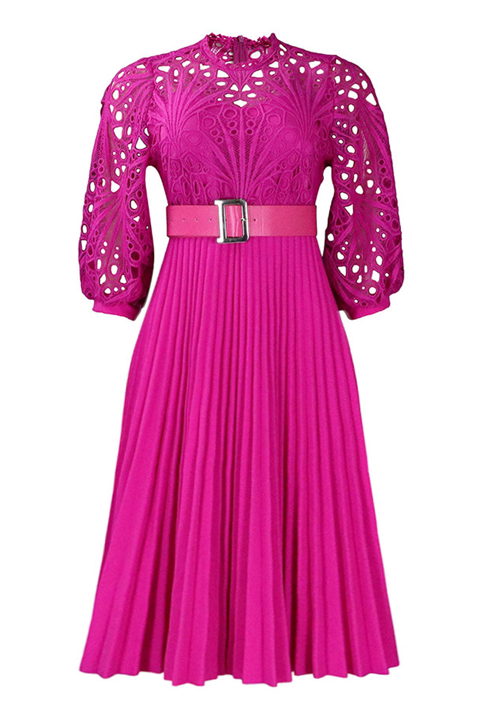 Women Round Neck Long Slevess Beautifull Design With Center Belt A-Line Dress