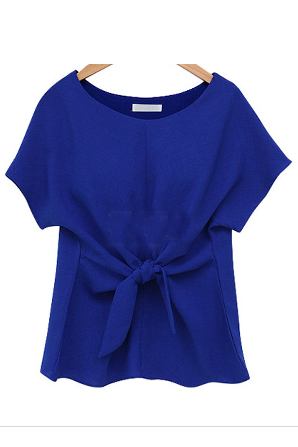 Women Beautiful Solid Color Round Neck Short Sleeve Top