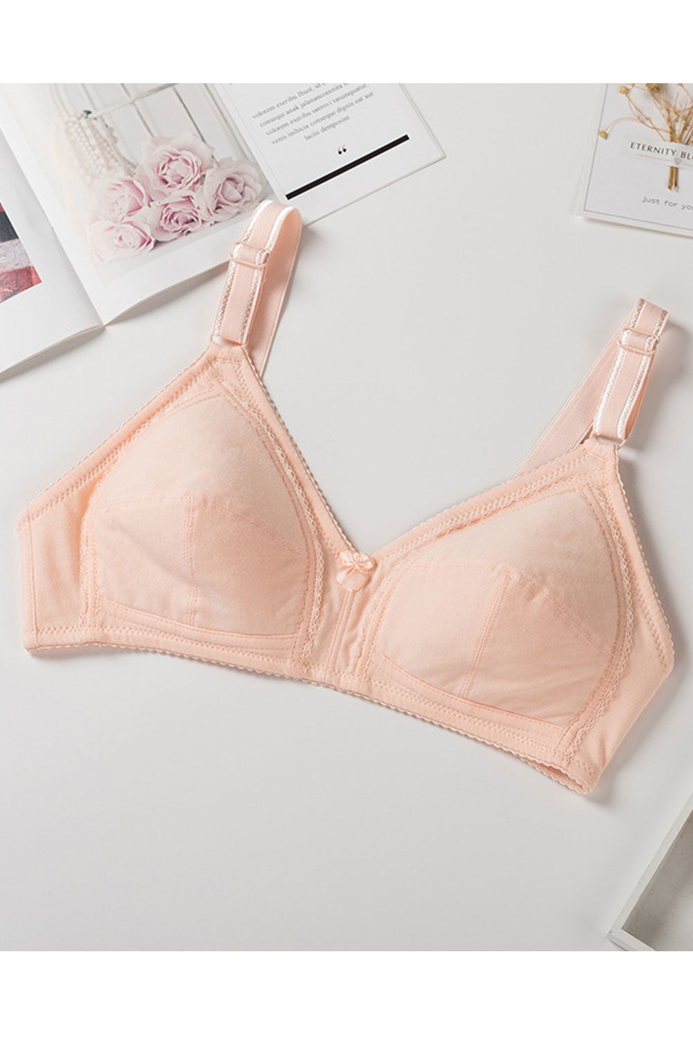 Women New Beautiful, Shaped, Gathered, Breathable, Lifted, Sweat Absorbent, Comfortable, Fixed Shoulder Straps Back Three Rows O