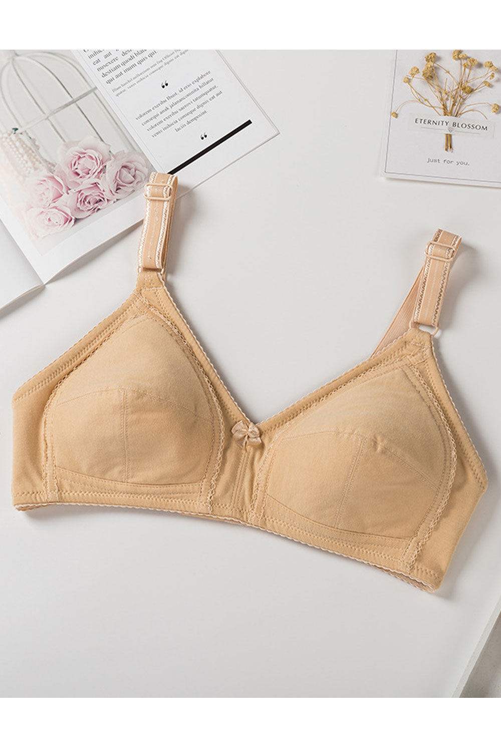 Women New Beautiful, Shaped, Gathered, Breathable, Lifted, Sweat Absorbent, Comfortable, Fixed Shoulder Straps Back Three Rows O
