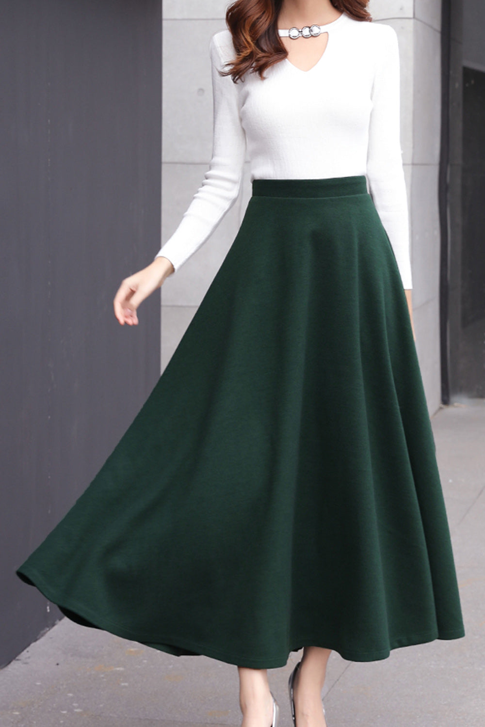 Women Fashion Solid Thick & Warm Long Winter Skirt