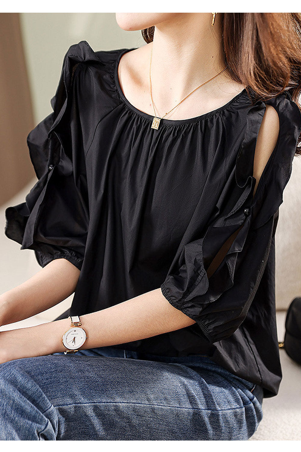 Women's Fashion Sweet Puff Sleeve Cute Doll Shirt