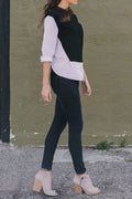 Women Dazzling Stripe Pattern Round Neck Top