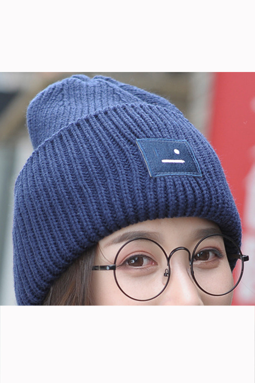 Women Solid Color Stripe Pattern Fashionable Warm Cap