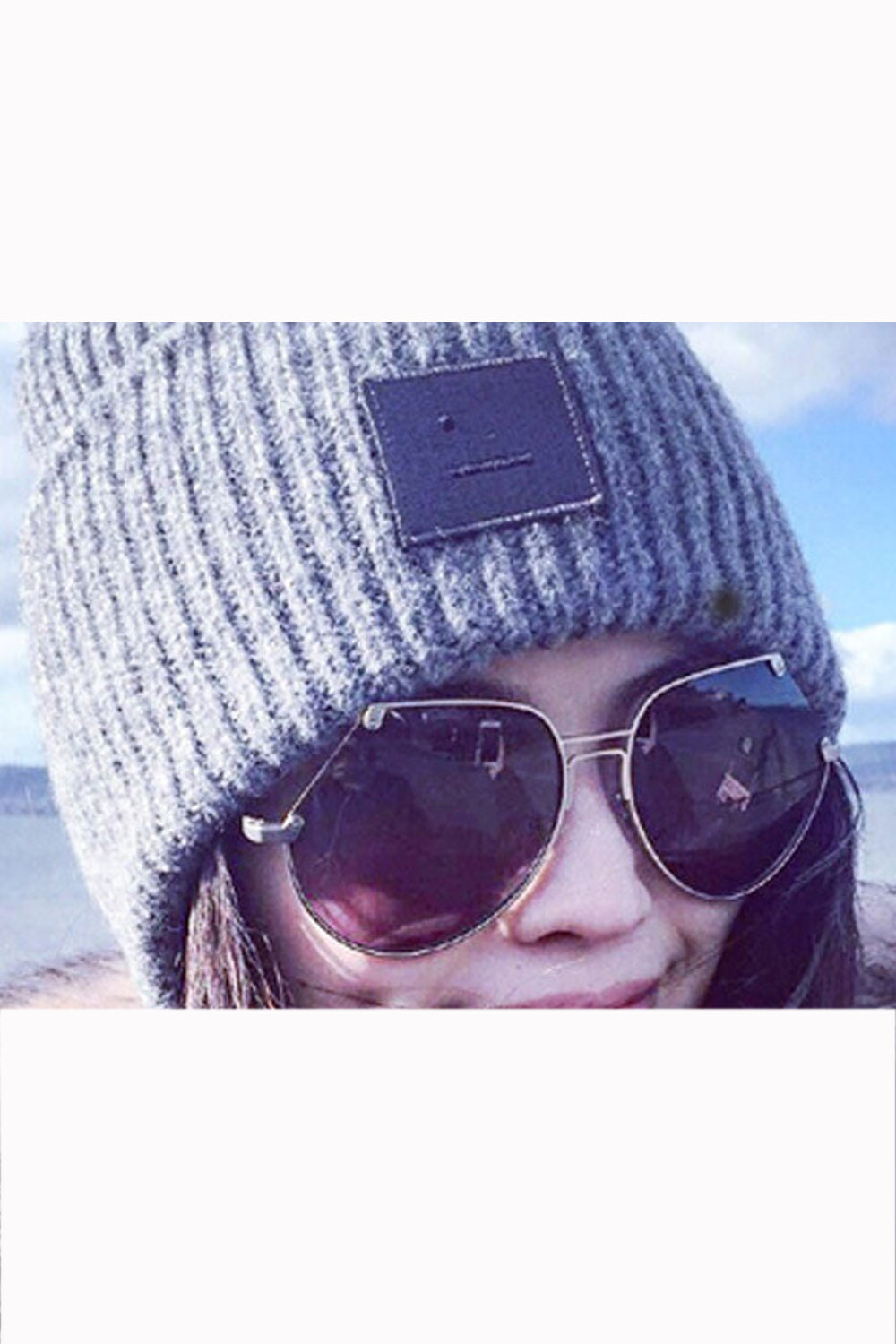 Women Solid Color Stripe Pattern Fashionable Warm Cap